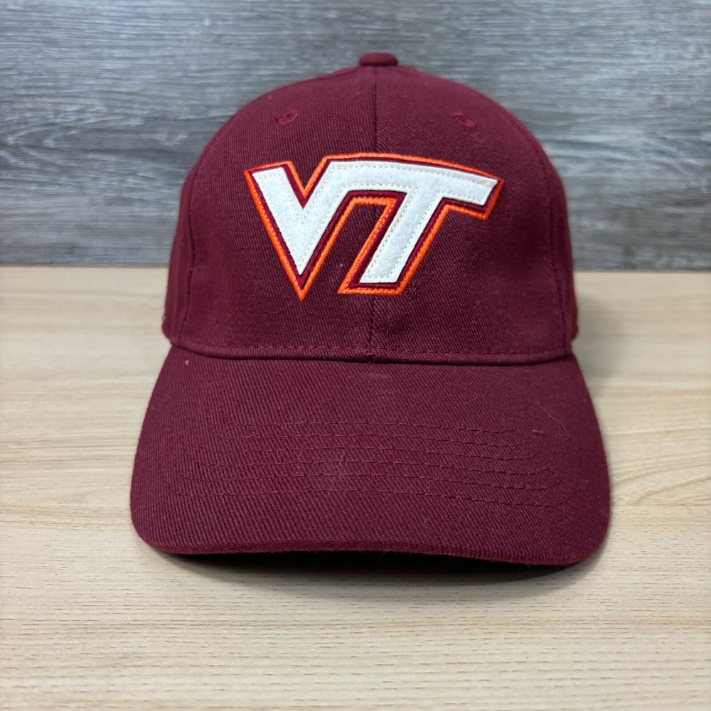 Virginia Tech Hat Cap Fitted One Size Maroon Red Hokies Top of the World